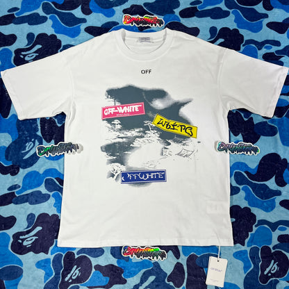 Remera Off White Type Sticker Blanca
