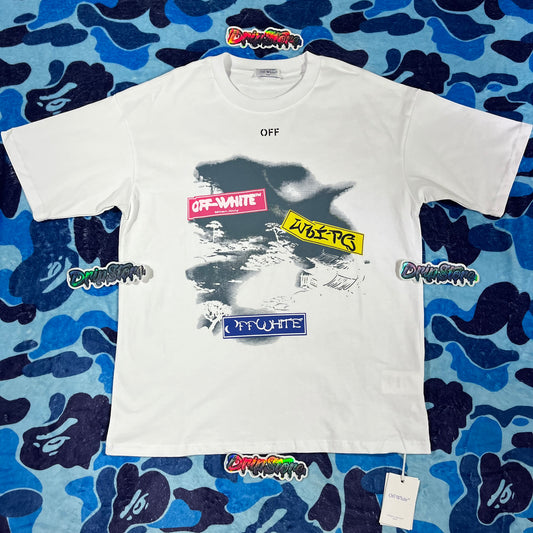 Remera Off White Type Sticker Blanca