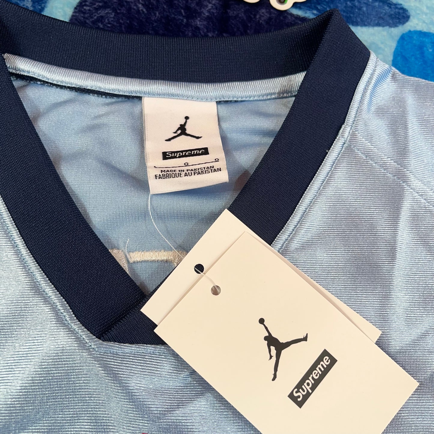 Remera Supreme Jordan Warm Up Celeste