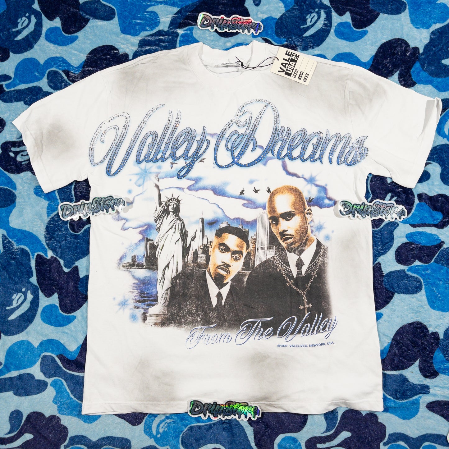 Remera Vale Forever Godfather Black Bling Blanca