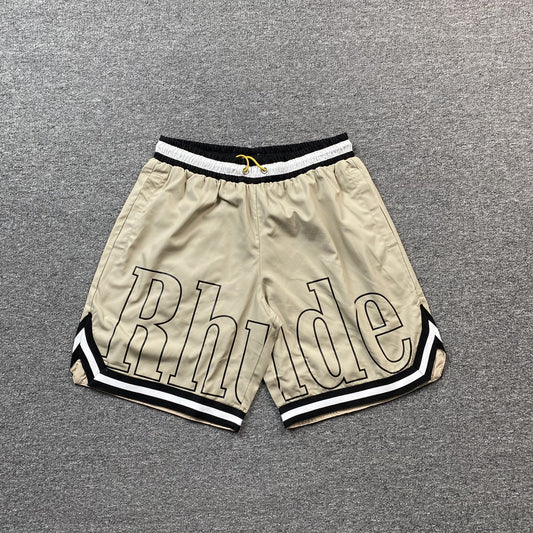rhude-court-logo-shorts-beige-Drip Store Argentina