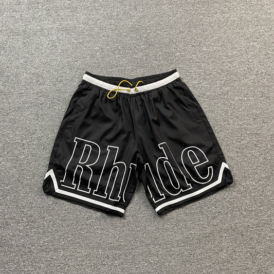 rhude-court-logo-shorts-black-Drip Store Argentina