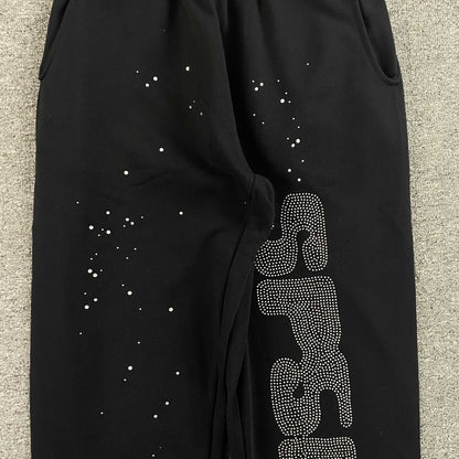 Pantalón Sp5der Rhinestone Silk Negro