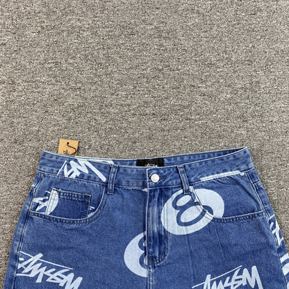 Bermuda Stussy 8 Ball Jean Short Azul