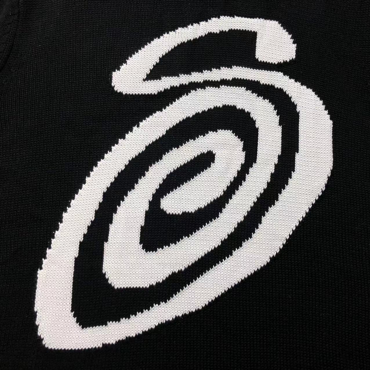 Sweater Stussy Curly S Knit Negro