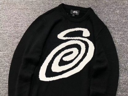 Sweater Stussy Curly S Knit Negro