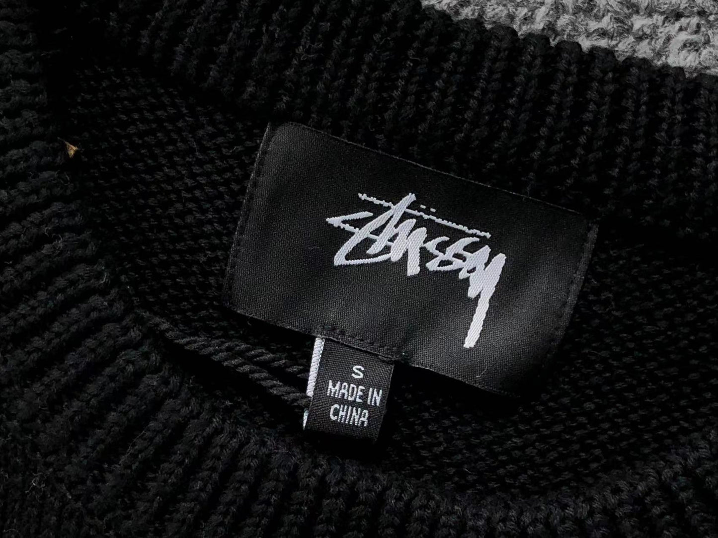 Sweater Stussy Curly S Knit Negro
