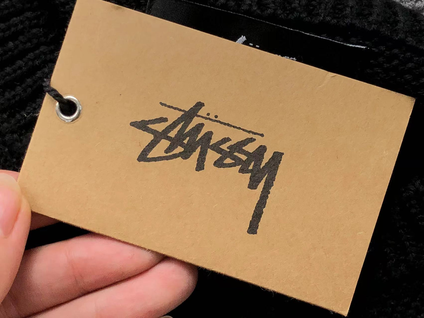 Sweater Stussy Curly S Knit Negro