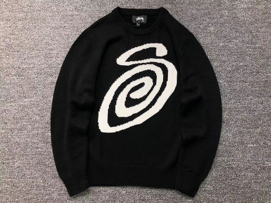 Sweater Stussy Curly S Knit Negro