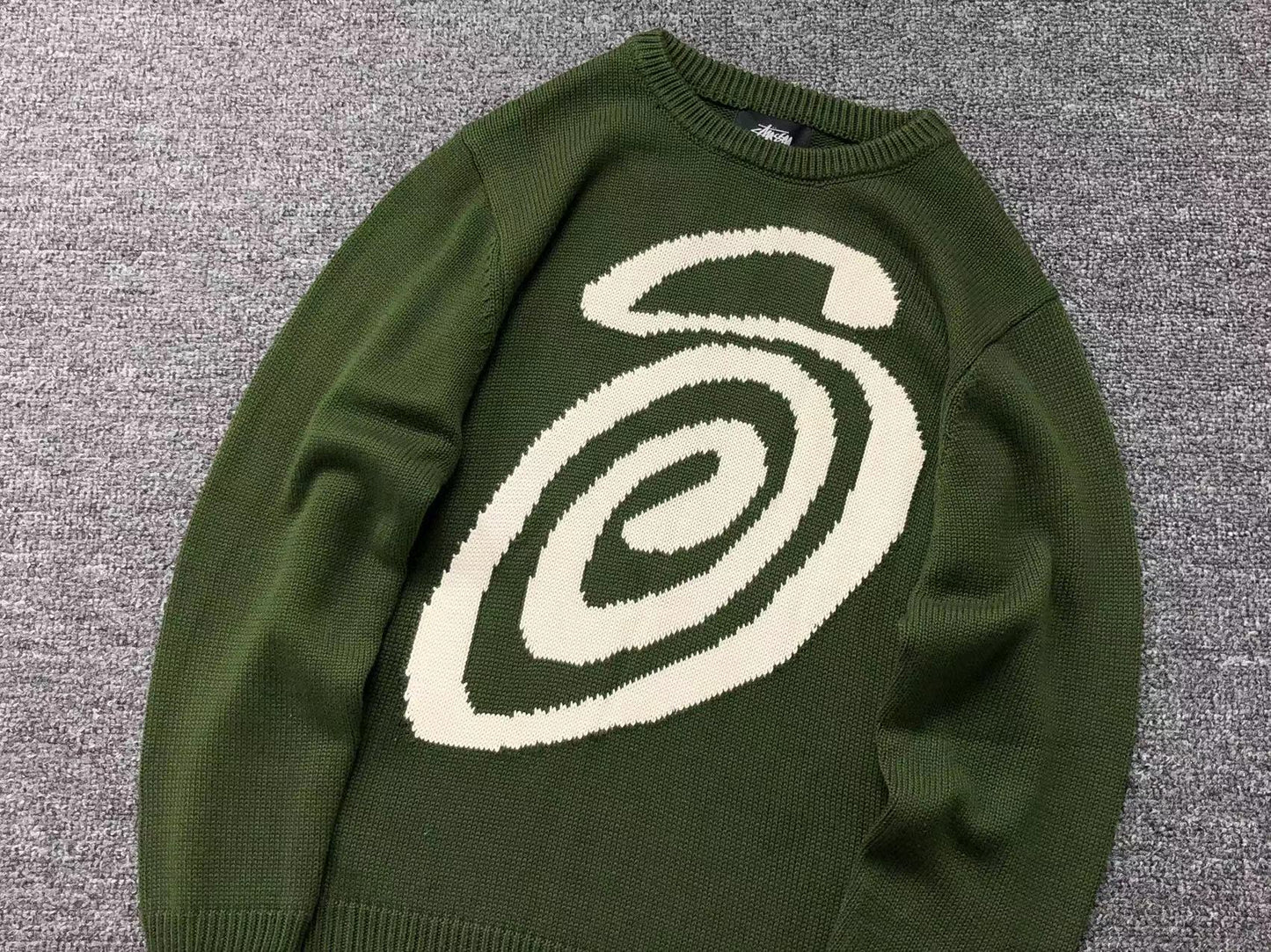 Sweater Stussy Curly S Knit Verde