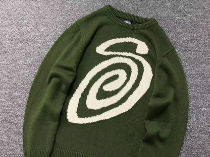 Sweater Stussy Curly S Knit Verde
