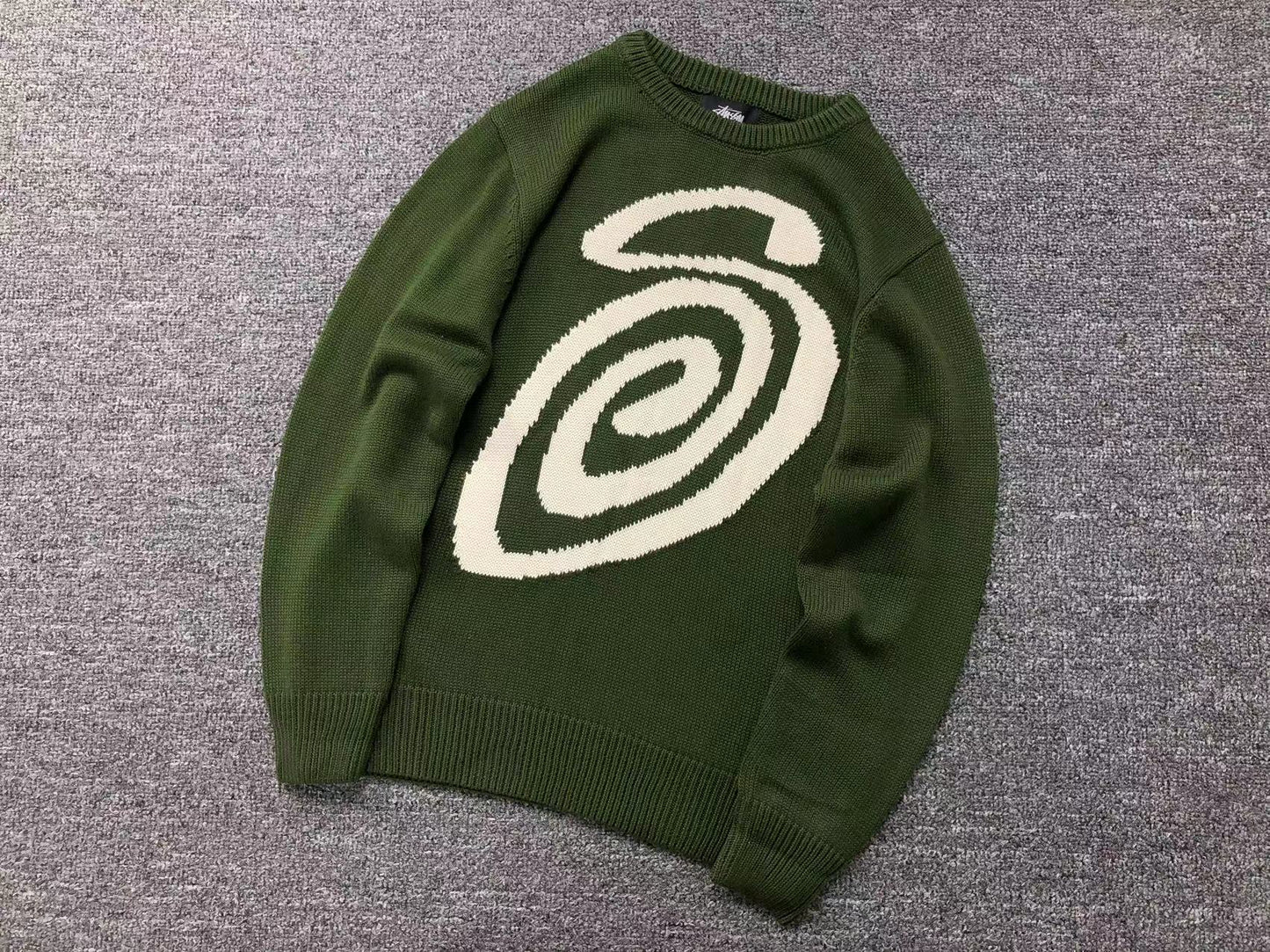 Sweater Stussy Curly S Knit Verde
