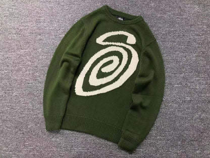 Sweater Stussy Curly S Knit Verde