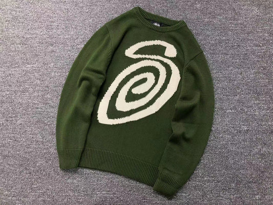 Sweater Stussy Curly S Knit Verde