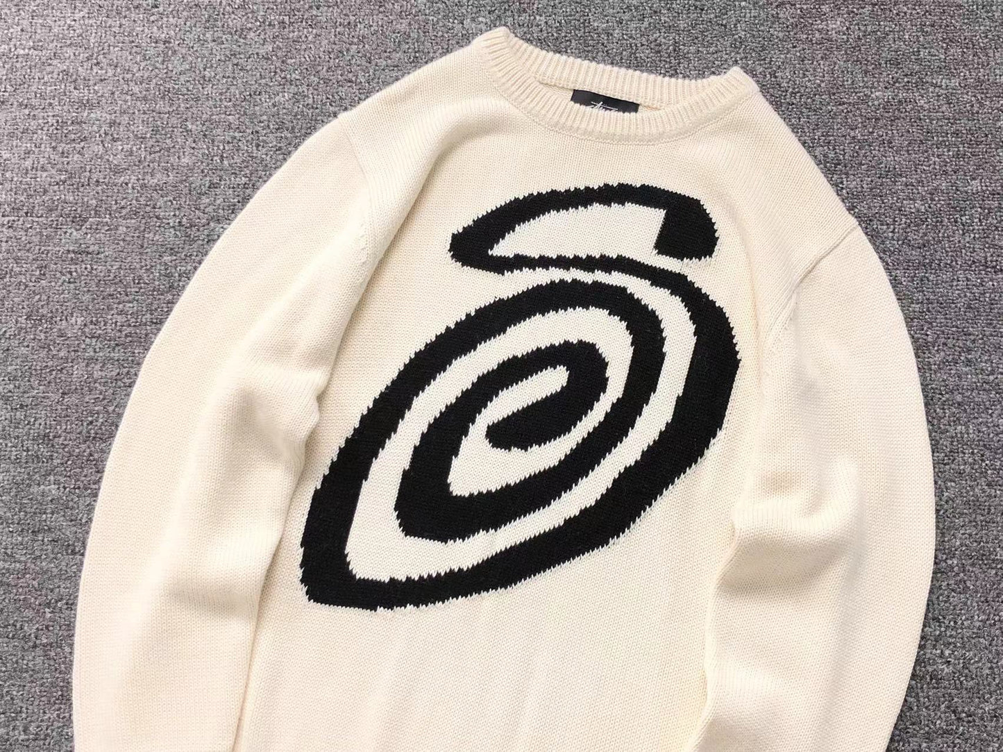 Sweater Stussy Curly S Knit Natural
