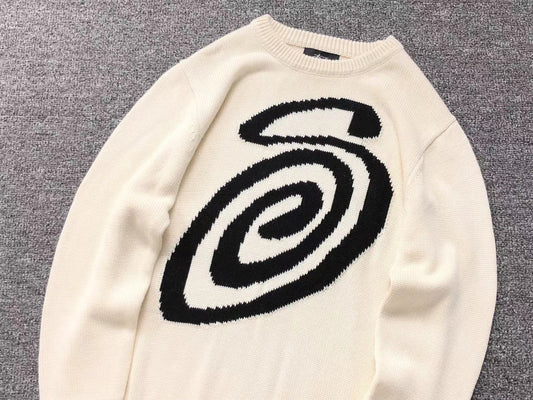 Sweater Stussy Curly S Knit Natural