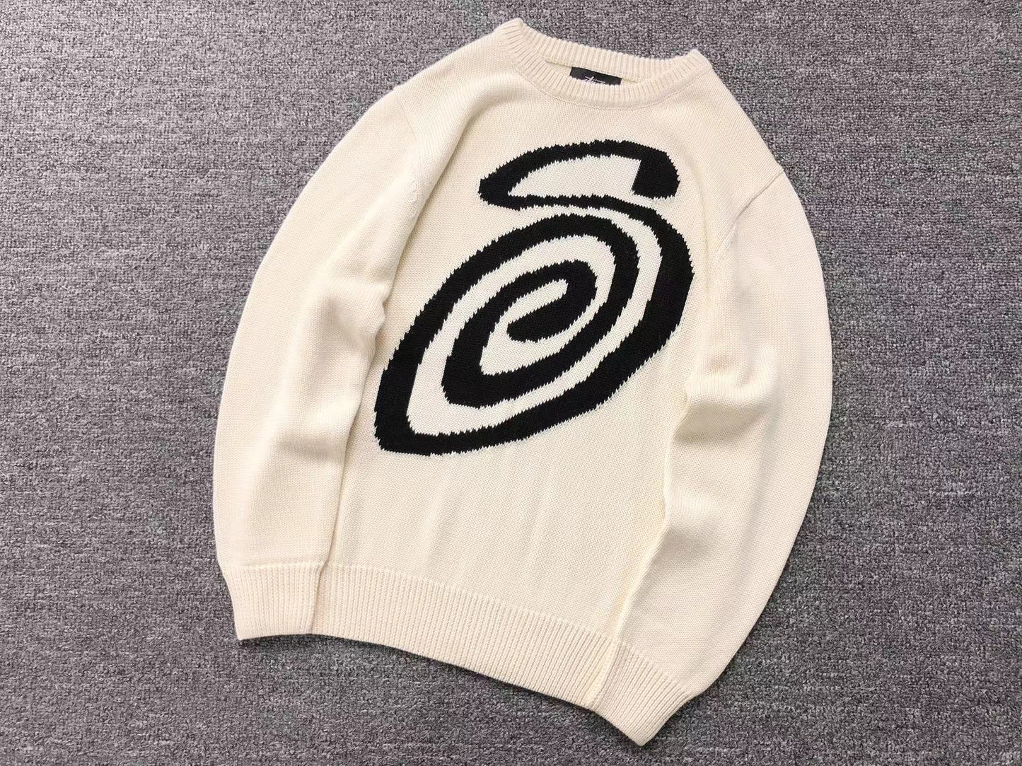 Sweater Stussy Curly S Knit Natural