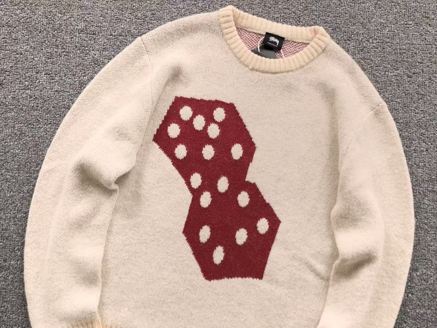 Sweater Stussy Dice Mohair Knit Bone