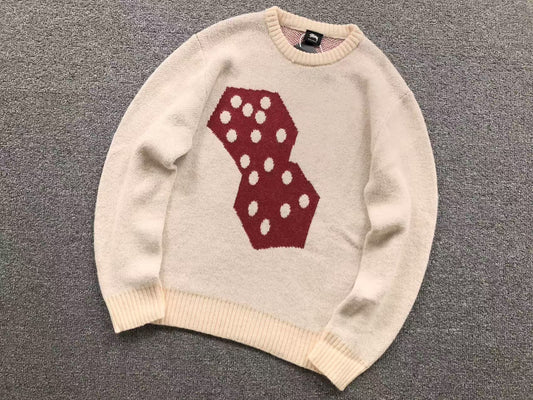 Sweater Stussy Dice Mohair Knit Bone