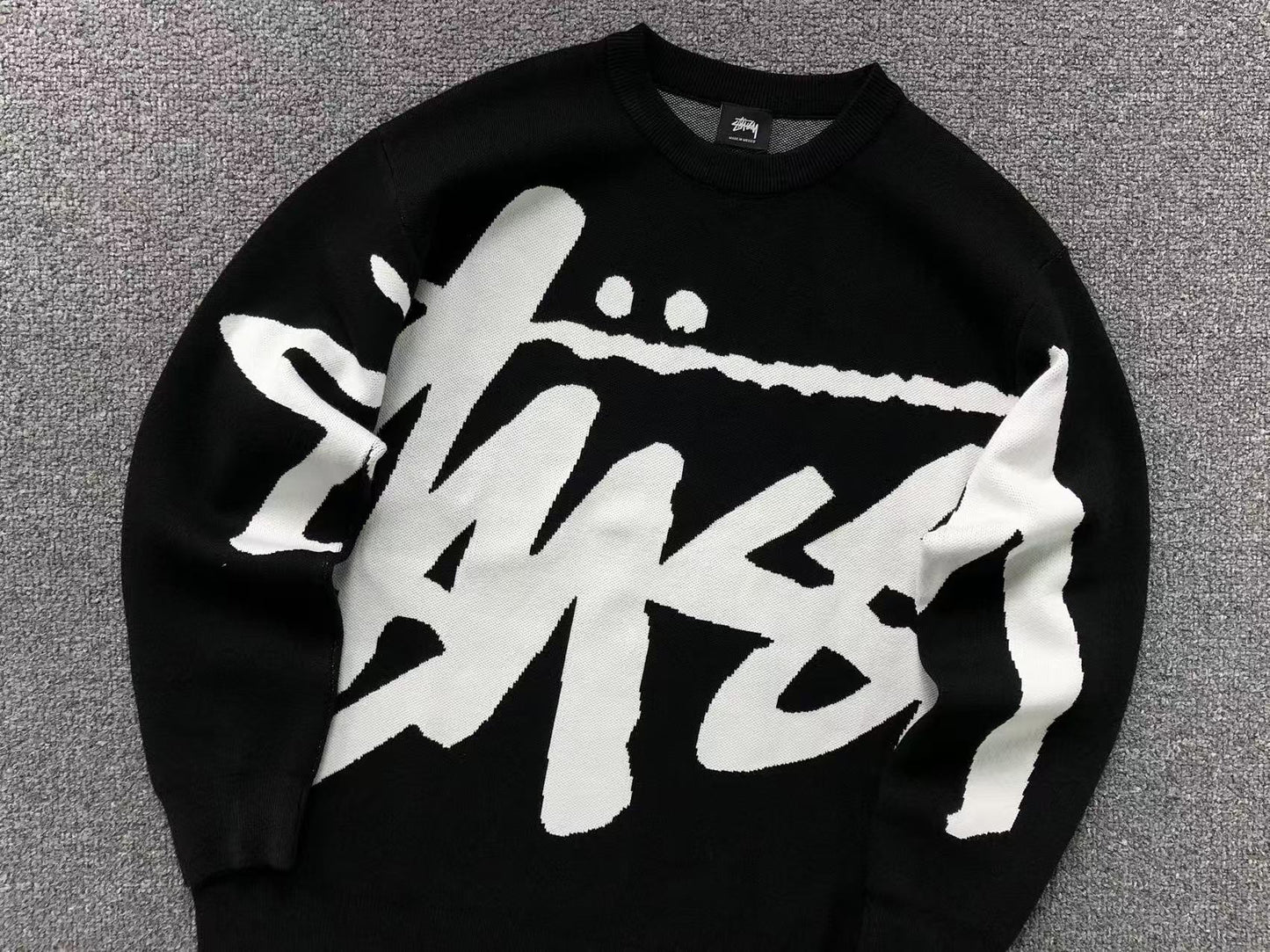 Sweater Stussy Stock Logo Knit Negro
