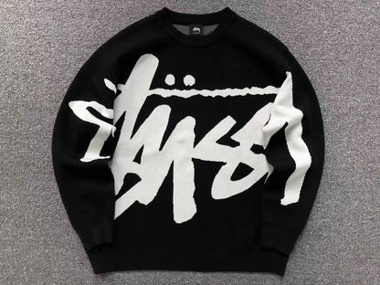 Sweater Stussy Stock Logo Knit Negro