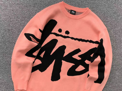 Sweater Stussy Stock Logo Knit Rosa