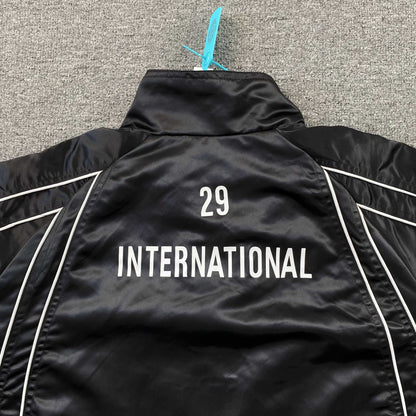 Campera Supreme Satin Piping Pullover Negra