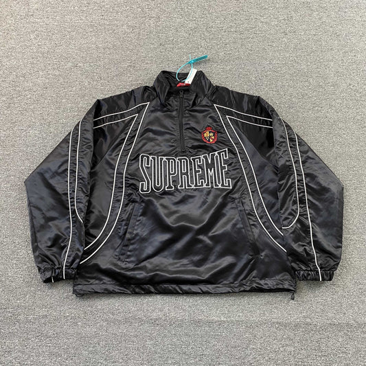 Campera Supreme Satin Piping Pullover Negra