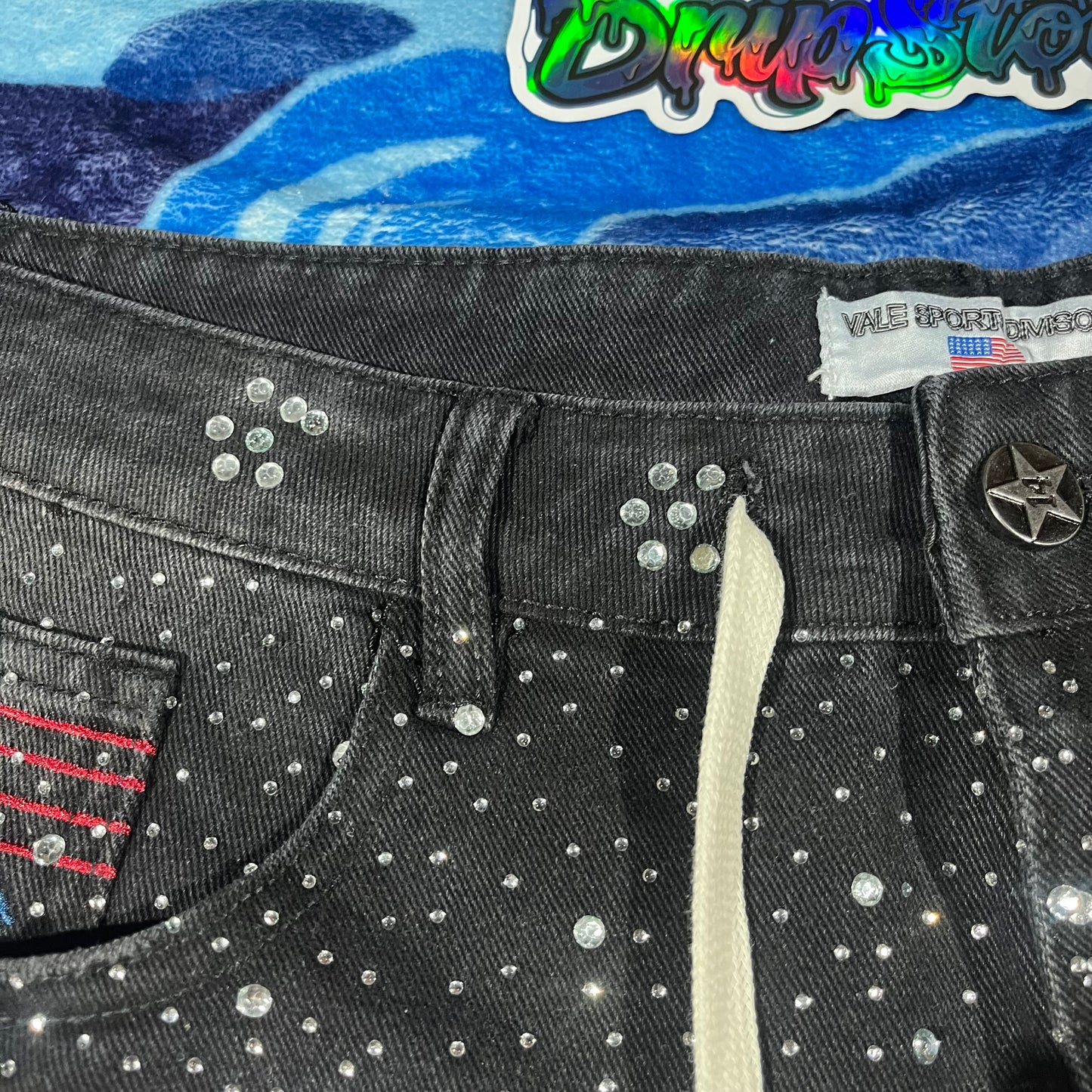 Bermuda Vale Forever Iced Out Denim Negra