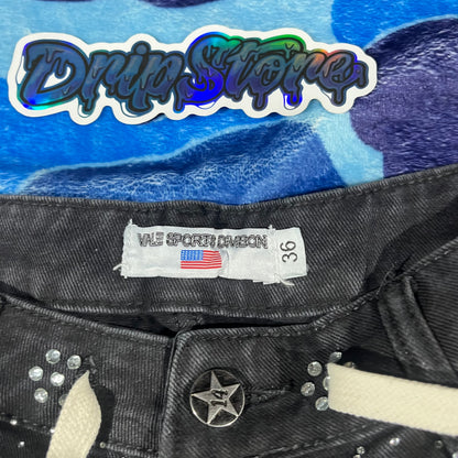 Bermuda Vale Forever Iced Out Denim Negra