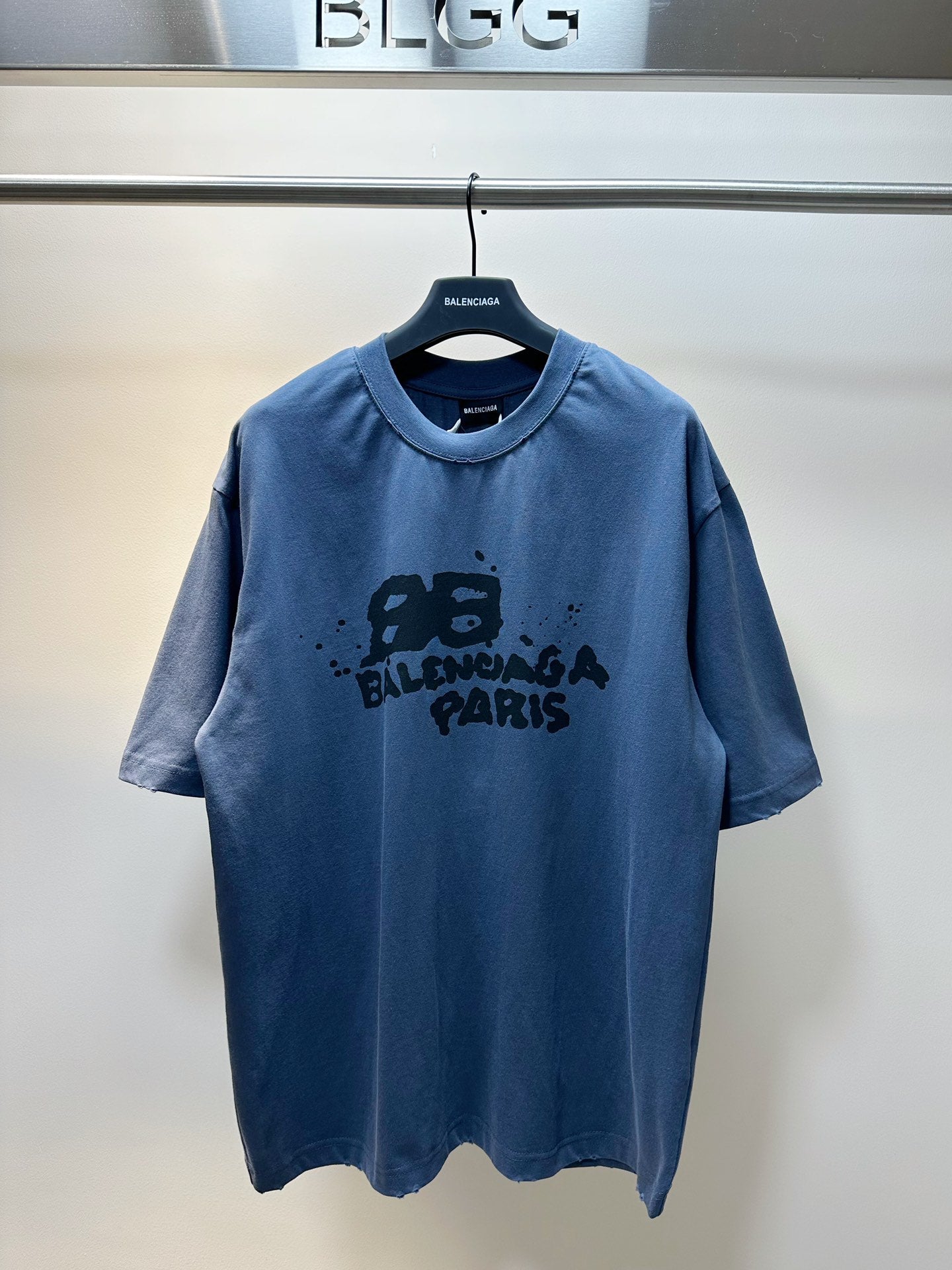 BALENCIAGA HAND-DRAWN BB ICON T-SHIRT BLUE