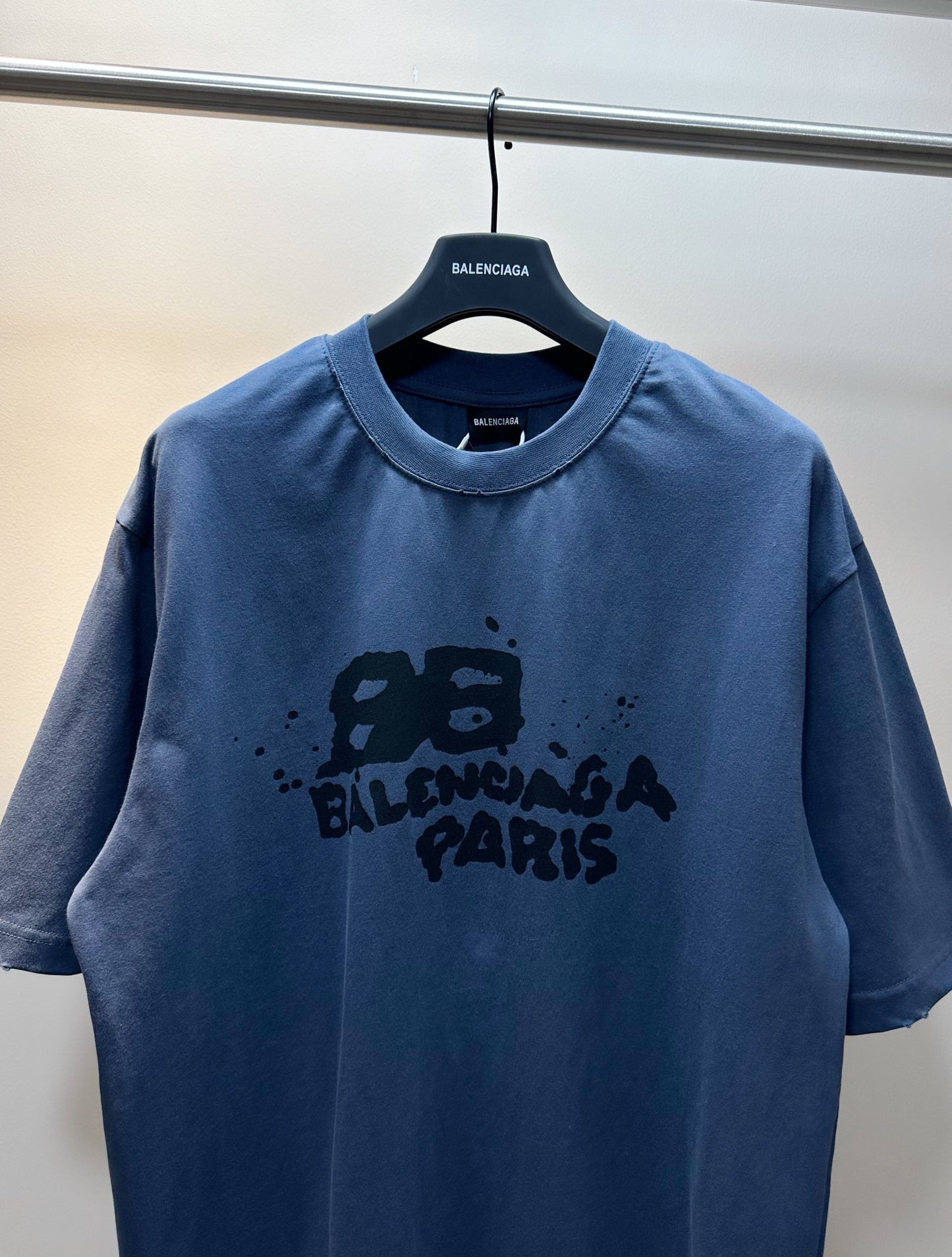 BALENCIAGA HAND-DRAWN BB ICON T-SHIRT BLUE