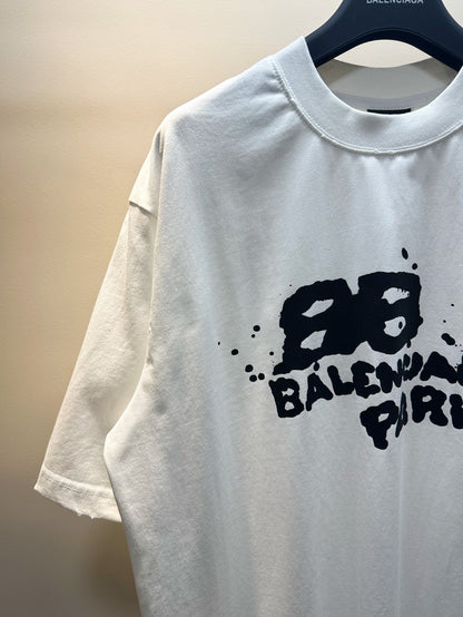 BALENCIAGA HAND-DRAWN BB ICON T-SHIRT WHITE