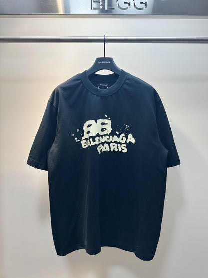 BALENCIAGA HAND-DRAWN BB ICON T-SHIRT BLACK