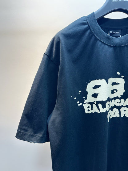 BALENCIAGA HAND-DRAWN BB ICON T-SHIRT BLACK