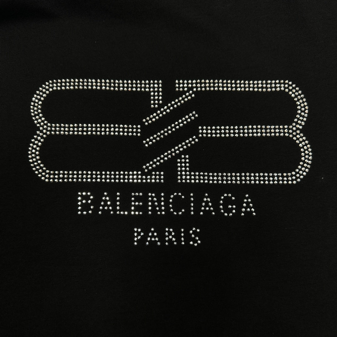 BALENCIAGA BB PARIS STRASS T-SHIRT BLACK