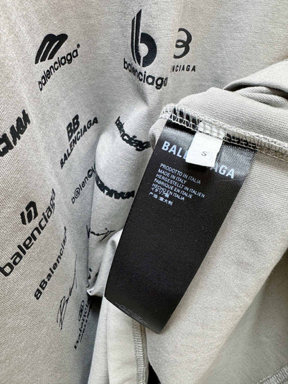 BALENCIAGA ARCHIVES LOGOS T-SHIRT GREY