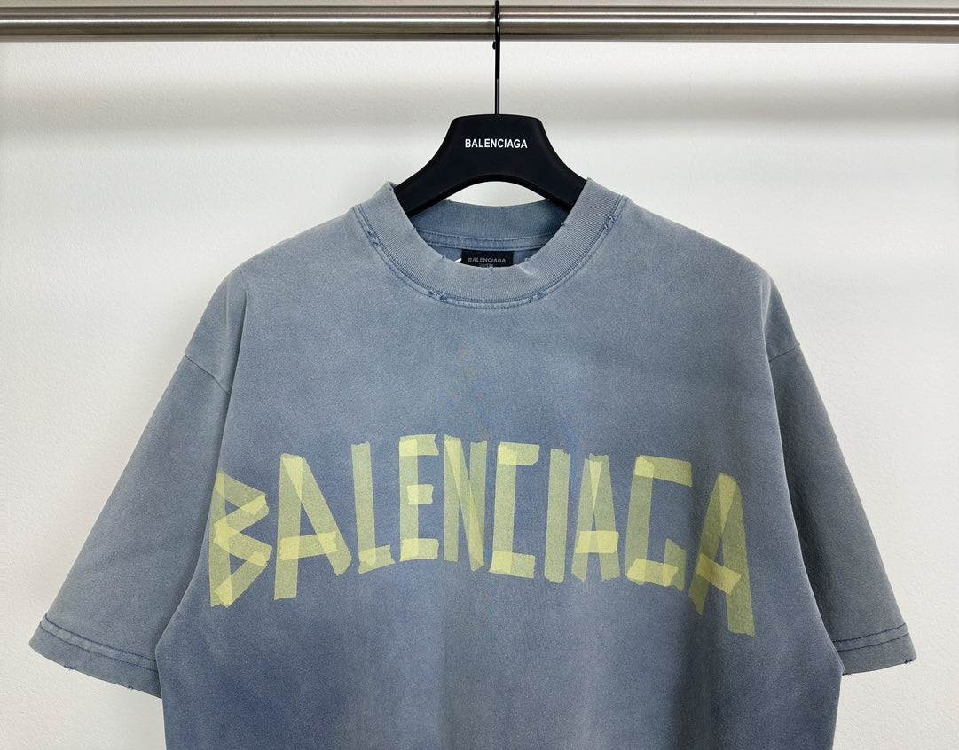 BALENCIAGA TAPE TYPE T-SHIRT BLUE WASHED