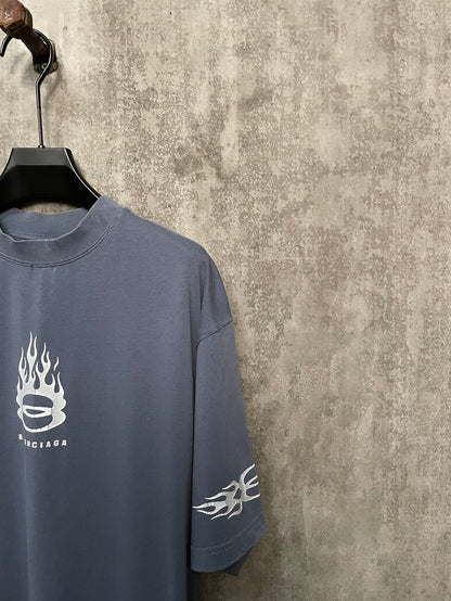 BALENCIAGA BURNING UNITY T-SHIRT BLUE