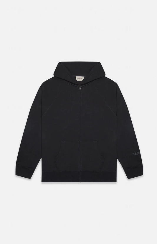 FEAR OF GOD ESSENTIALS APPLIQUE LOGO ZIP UP BLACK