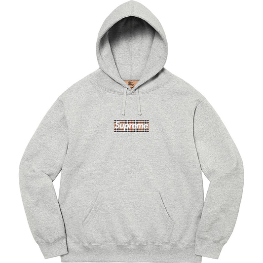 SUPREME BURBERRY BOX LOGO HOODIE HEATHER GREY