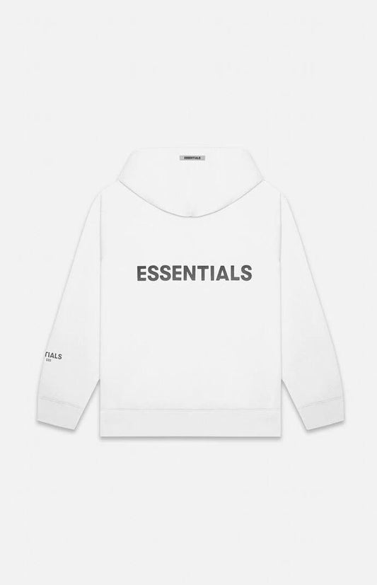 FEAR OF GOD ESSENTIALS APPLIQUE LOGO ZIP UP WHITE