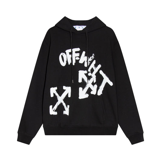 OFF-WHITE PAINT SCRIPT ARROWS SKATE HOODIE BLACK/WHITE