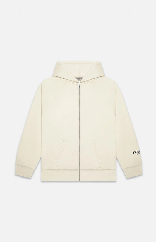 FEAR OF GOD ESSENTIALS APPLIQUE LOGO ZIP UP BUTTERCREAM