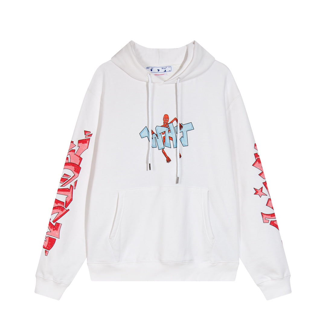 OFF-WHITE GRAFF WHT SKATE HOODIE WHITE