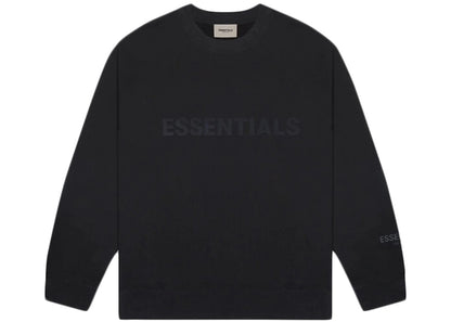 FEAR OF GOD ESSENTIALS CREWNECK APPLIQUE LOGO BLACK