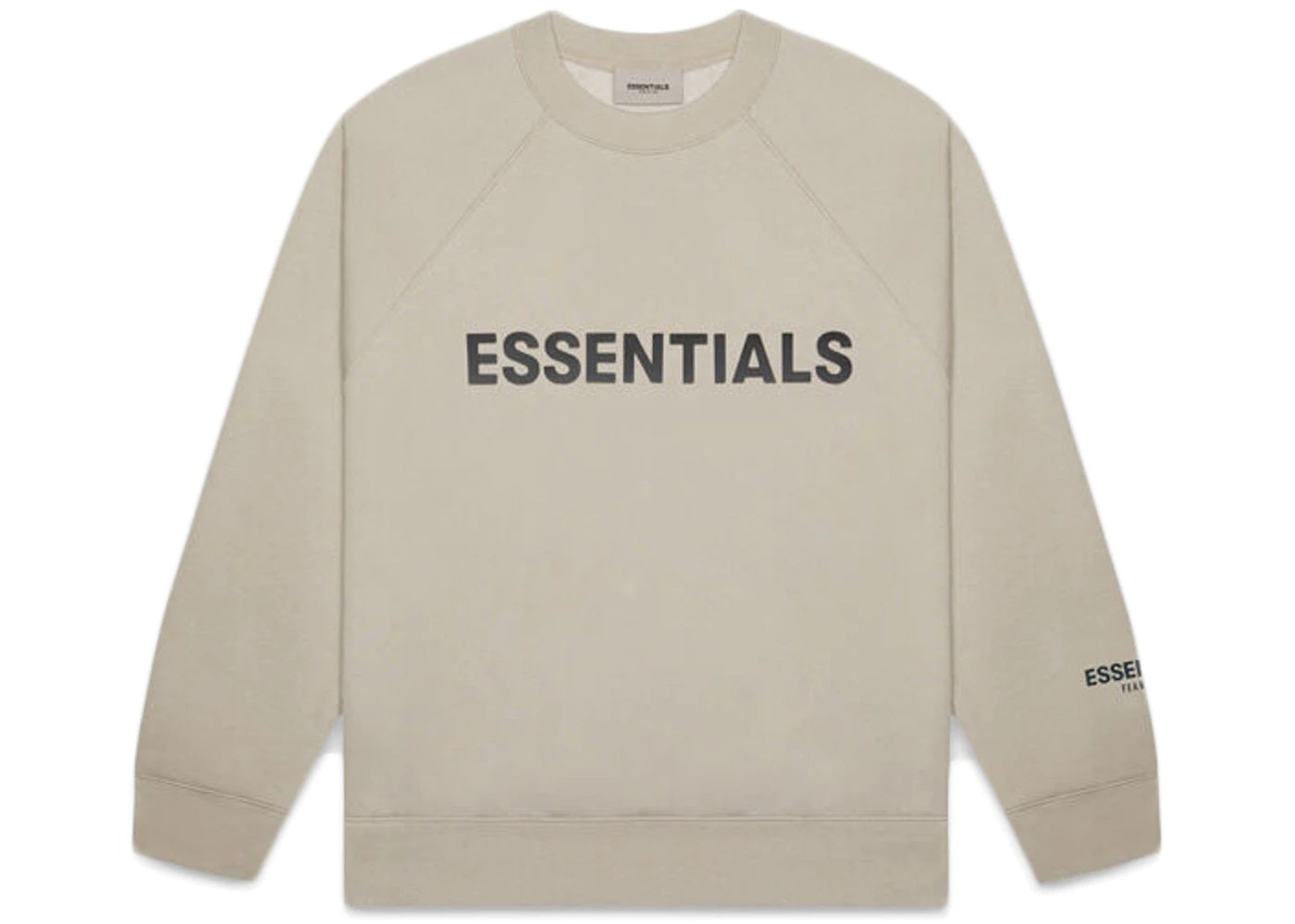 FEAR OF GOD ESSENTIALS CREWNECK APPLIQUE LOGO OLIVE/KHAKI