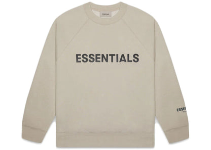 FEAR OF GOD ESSENTIALS CREWNECK APPLIQUE LOGO OLIVE/KHAKI