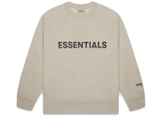 FEAR OF GOD ESSENTIALS CREWNECK APPLIQUE LOGO OLIVE/KHAKI