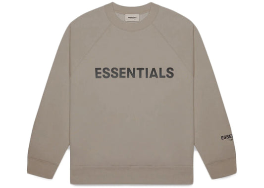 FEAR OF GOD ESSENTIALS CREWNECK APPLIQUE LOGO TAUPE